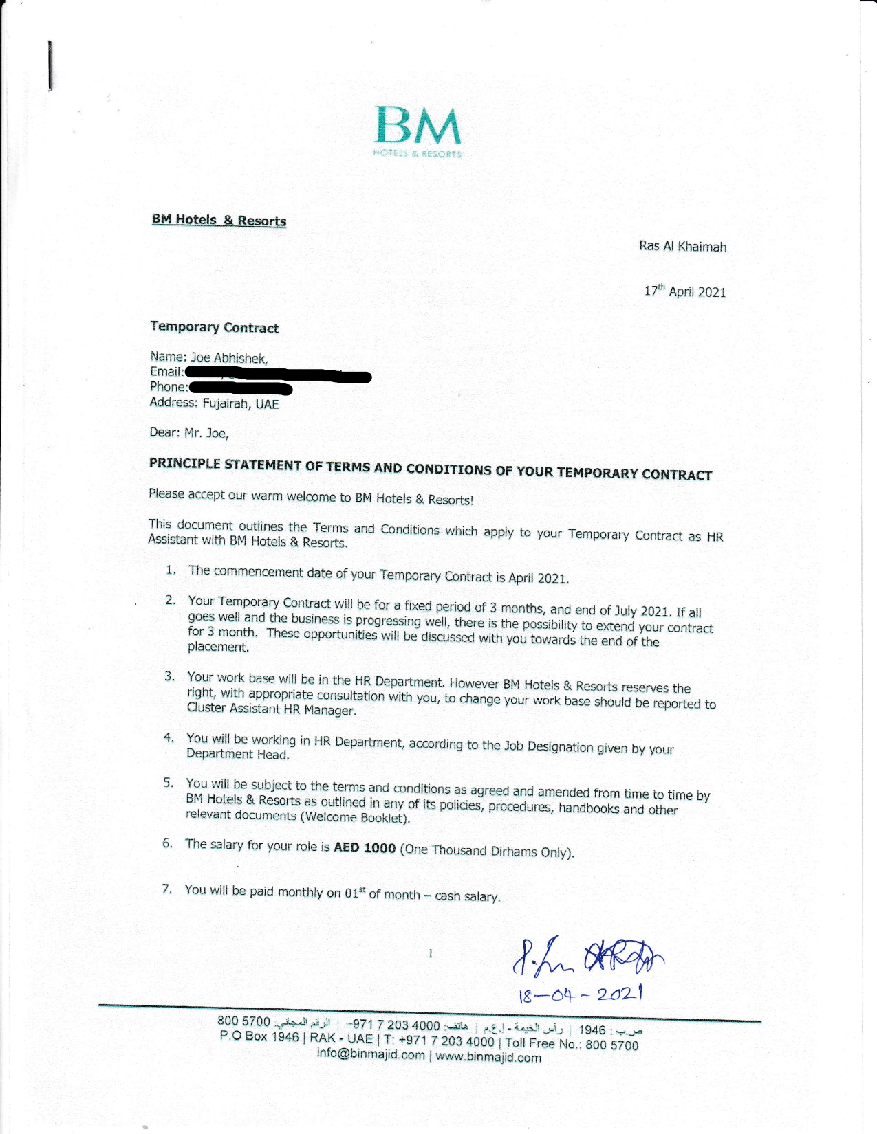 Offer Letters